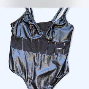 SHEIN Black Faux Leather Bodysuit